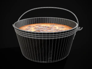 Mushroom Soup in Metal Bowl 3D Model