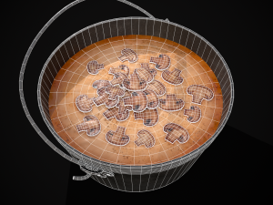 Mushroom Soup in Metal Bowl Modelo 3D
