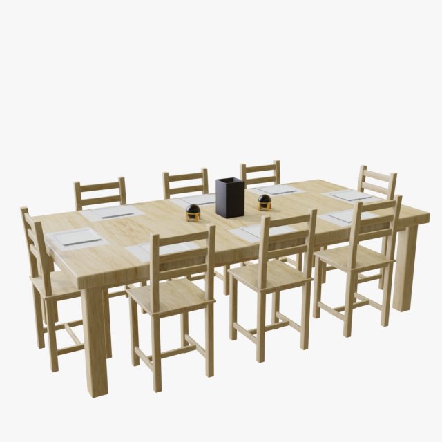 table with chairs 3D Model .c4d .max .obj .3ds .fbx .stl .blend 