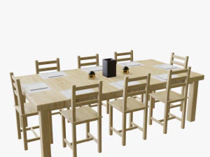 의자가 있는 테이블 3D 모델