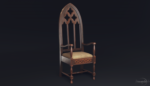 gothic chair game model 3D Model .c4d .max .obj .3ds .fbx .stl .blend