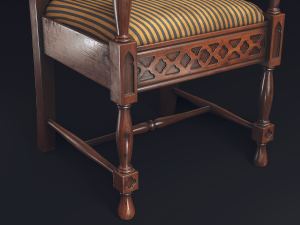 gothic chair game model 3D Model