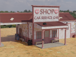 Old gas station 3D Model