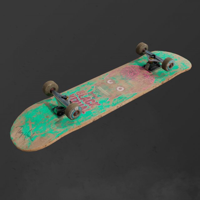 skateboard old low poly Model 3D .c4d .max .obj .3ds .fbx .stl .blend 