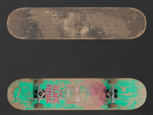 skateboard old low poly Model 3D