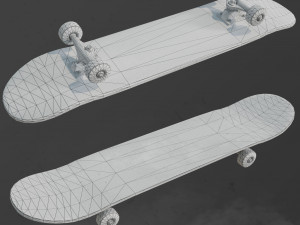 skateboard old low poly Model 3D