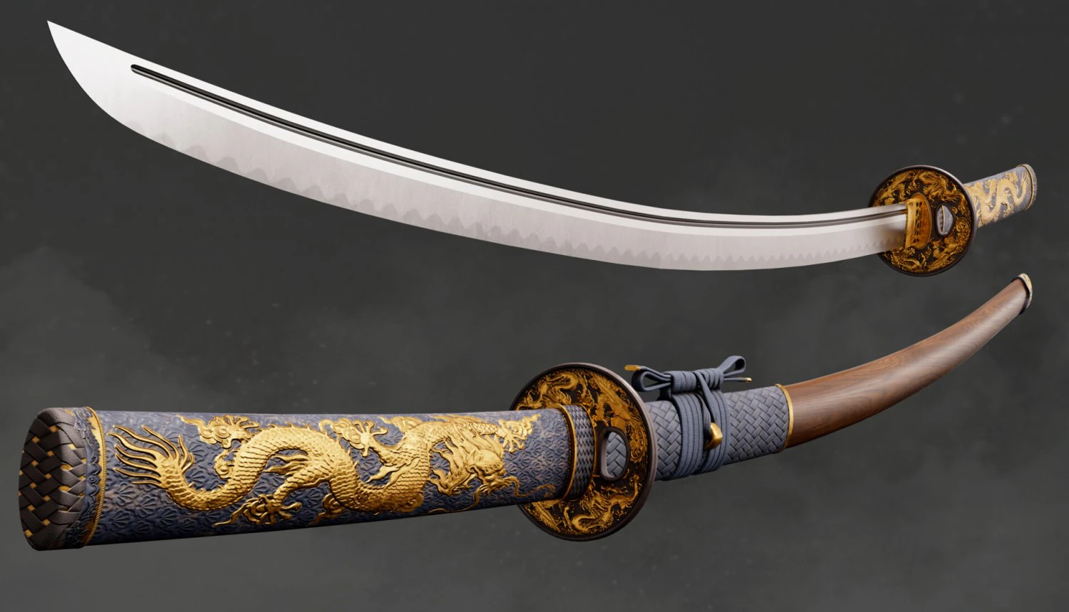 Katana - D&uuml;ş&uuml;k Poli 3D Model .c4d .max .obj .3ds .fbx .stl .blend 