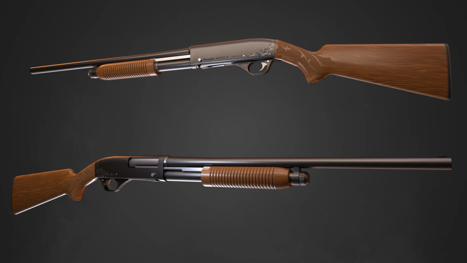 Espingarda Remington Modelo 31 em 3 tipos Modelo 3D .c4d .max .obj .3ds .fbx .stl .blend