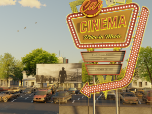 Car Cinema Billboard in 3 versions 3D Model