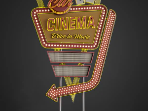 Car Cinema Billboard in 3 versions 3D Model