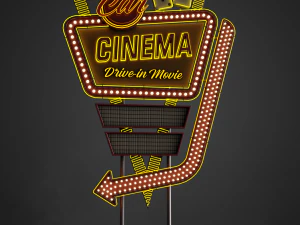 Car Cinema Billboard in 3 versions 3D Model