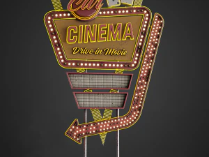 Car Cinema Billboard in 3 versions 3D Model