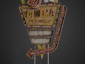 Car Cinema Billboard in 3 versions 3D Model