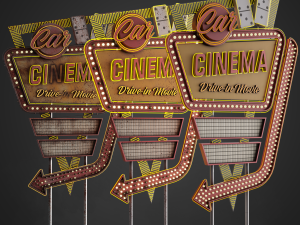 Car Cinema Billboard in 3 versions 3D 模型