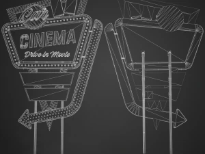 Car Cinema Billboard in 3 versions 3D Model