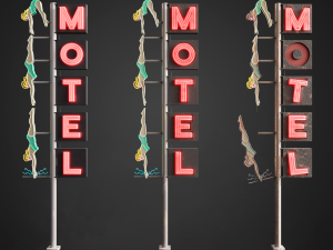 Neon sign Motel in 3 types 3D Model