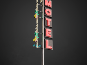 Neon sign Motel in 3 types 3D Model