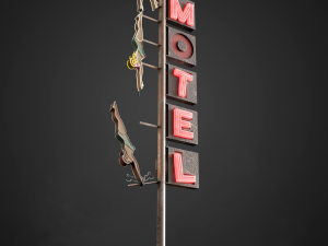 Neon sign Motel in 3 types 3D Model