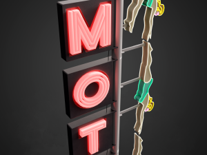 Neon sign Motel in 3 types 3D Model