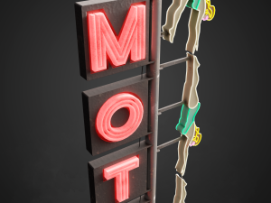 Neon sign Motel in 3 types 3D Model