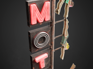 Neon sign Motel in 3 types 3D Model
