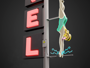 Neon sign Motel in 3 types 3D Model