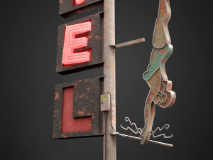 Neon sign Motel in 3 types 3D Model