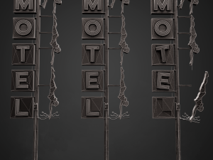 Neon sign Motel in 3 types 3D Model