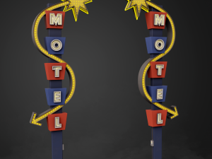 Neon sign Motel in 3 types 3D 模型