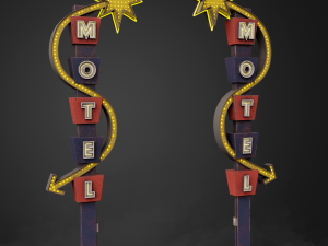 Neon sign Motel in 3 types 3D 模型