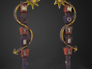 Neon sign Motel in 3 types 3D 模型