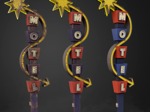 Neon sign Motel in 3 types 3D 模型