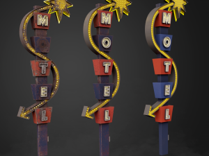 Neon sign Motel in 3 types 3D 模型