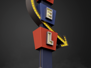 Neon sign Motel in 3 types 3D 模型