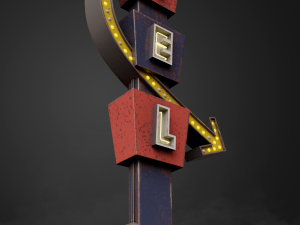 Neon sign Motel in 3 types 3D 模型