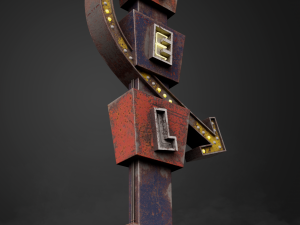 Neon sign Motel in 3 types 3D 模型