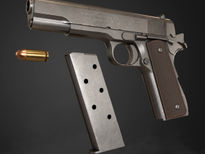 Colt 1911 pistol in 3 types 3D Model