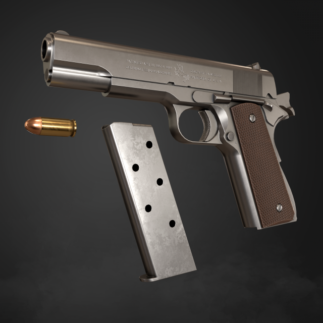 Download Colt 1911 pistol in 3 types 3D Model