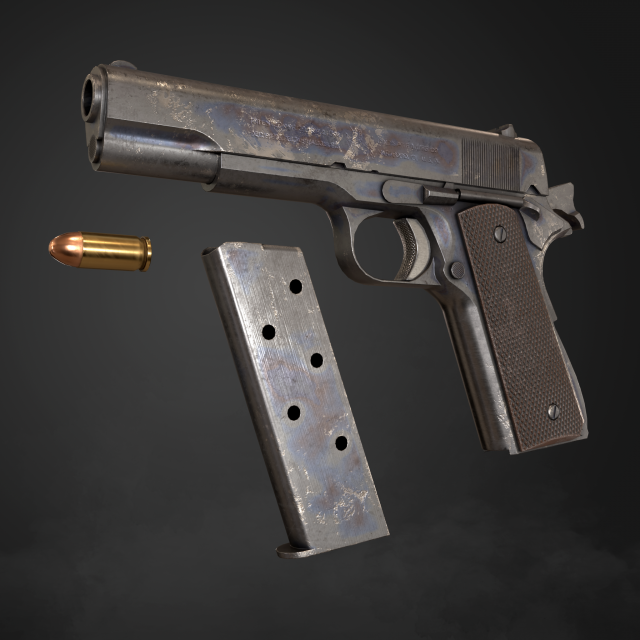 Colt 1911 pistol in 3 types 3D Model in Pistol 3DExport