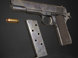 Colt 1911 pistol in 3 types 3D Model