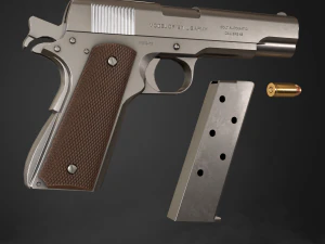 Colt 1911 pistol in 3 types 3D Model