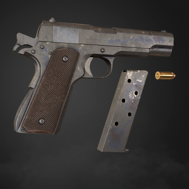 Download Colt 1911 pistol in 3 types 3D Model