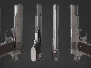 Colt 1911 pistol in 3 types 3D Model