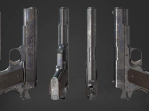 Colt 1911 pistol in 3 types 3D Model