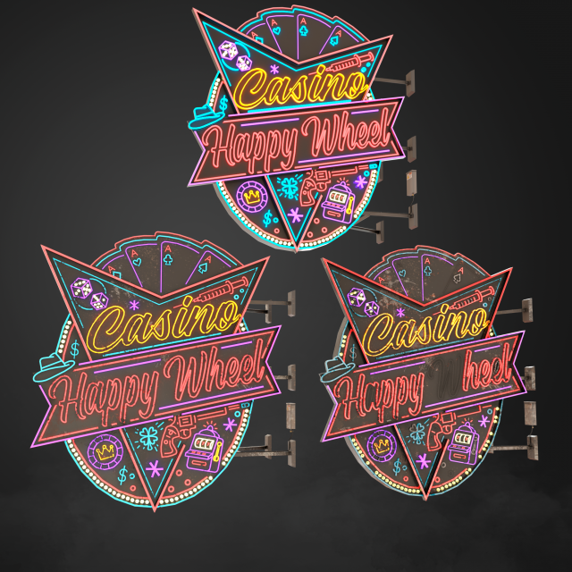 Neon sign Casino in 3 types 3D Model .c4d .max .obj .3ds .fbx .stl .blend 