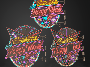Neon sign Casino in 3 types 3D Model