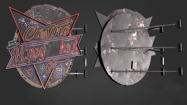 Neon Sign Casino In 3 Types 3D Model In Terrain 3DExport