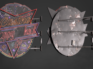 Neon sign Casino in 3 types 3D Model