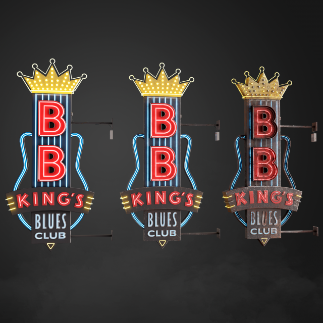 Neon sign Club in 3 types Model 3D .c4d .max .obj .3ds .fbx .stl .blend 