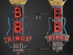Neon sign Club in 3 types Model 3D
